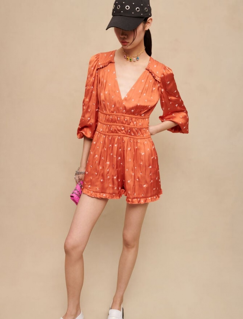 Maje Draped playsuit Dames Oranje | TBMVDNU-18